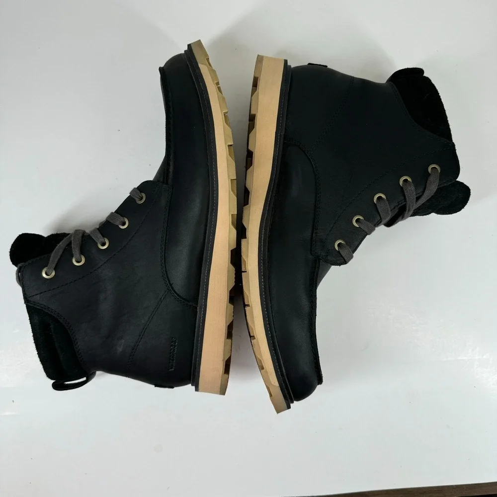 Sorel Madson II Moc Toe Men's 11 Coal Black Leather Waterproof Boots LM6057-010